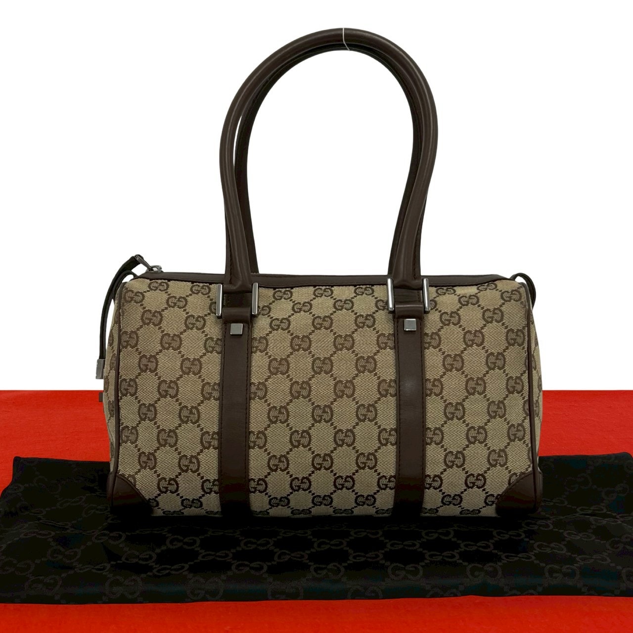 GUCCI グッチ GG 柄 キャンバス レザー ハンドバッグ ブラウン
 45326