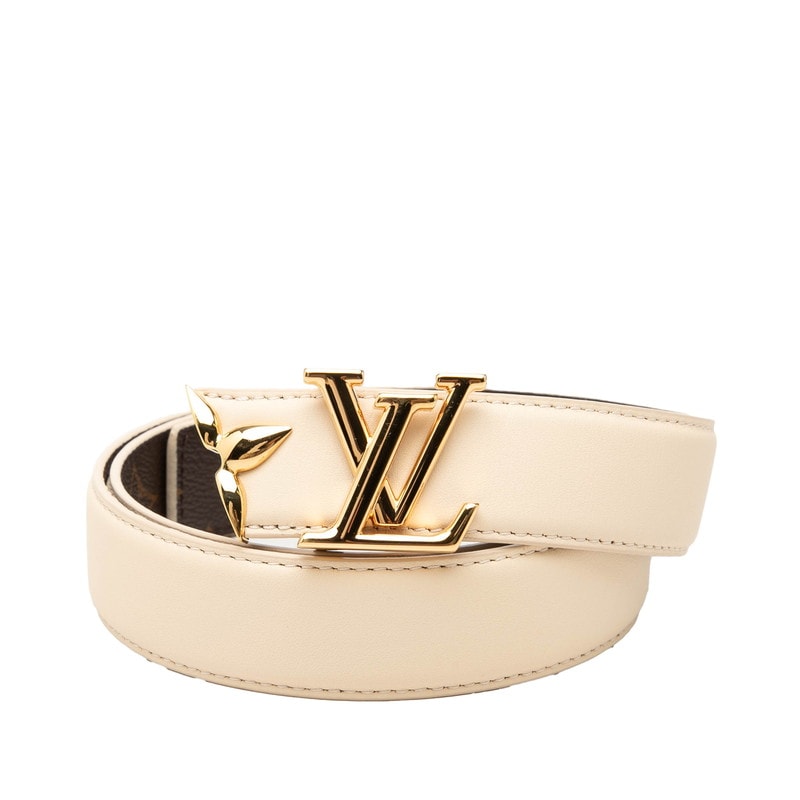 美品 LOUIS VUITTON ルイ ヴィトン モノグラム フラワー ベルト プリティー LV 30MM リバーシブル ベージュ ブラウン PVC レザー/ ベルト サイズ:80/32 214-71789 【中古】