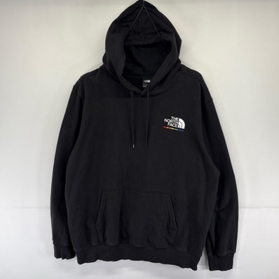 古着 ザ・ノースフェイス THE NORTH FACE パーカー スウェット 大きいサイズ プルオーバー 2XL ブラック系 バックプリント メンズ