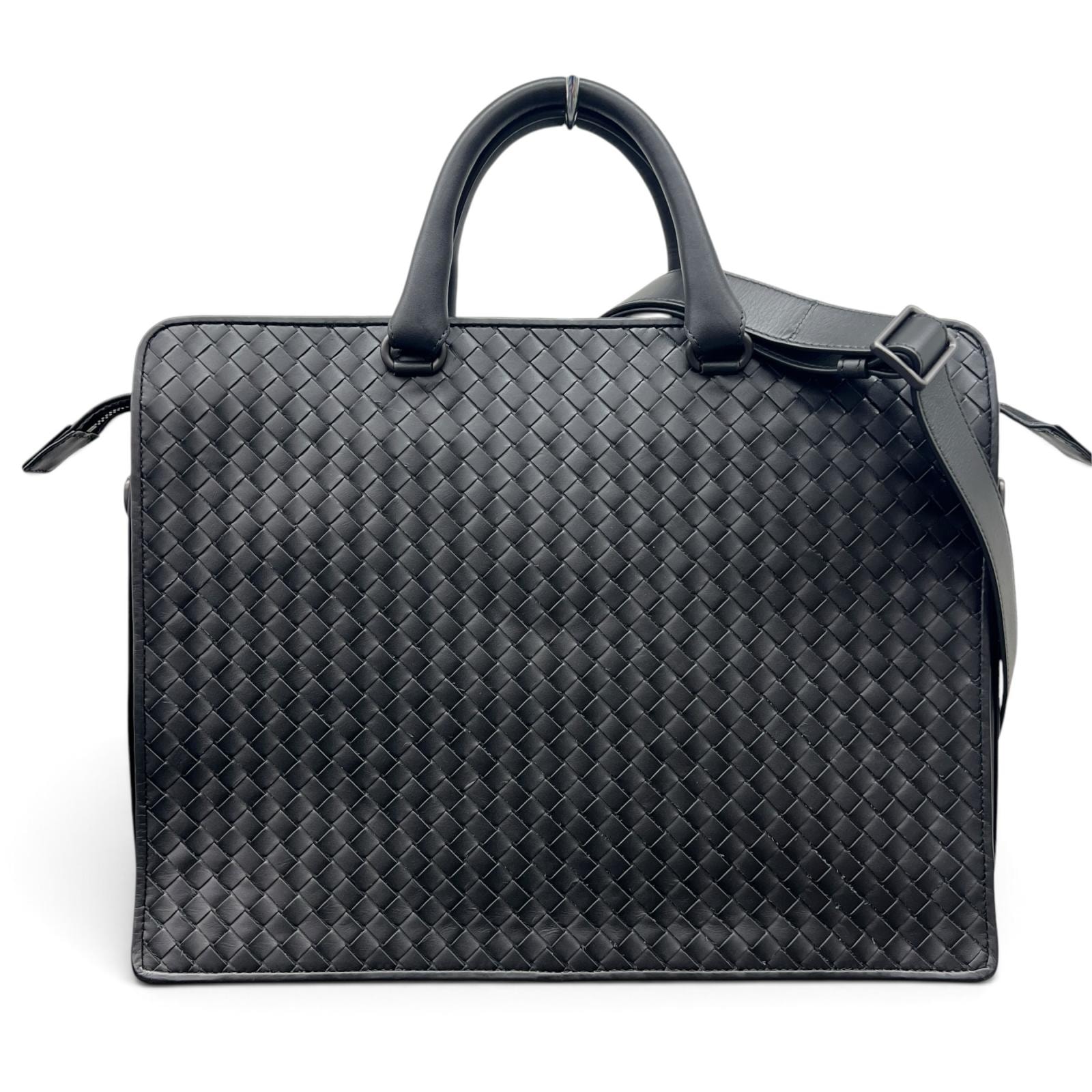 BOTTEGA VENETA 希少 極美品 イントレチャート ブリーフケース 2way ビジネスバッグ ショルダーバッグ ICチップ確認済 レザー ブラック BV ハンドバッグ Aランク 中古 鑑定済 ボッテガバッグ