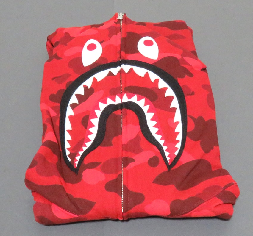 A BATHING APE Color Camo Shark Full Zip Hoodie "Red"