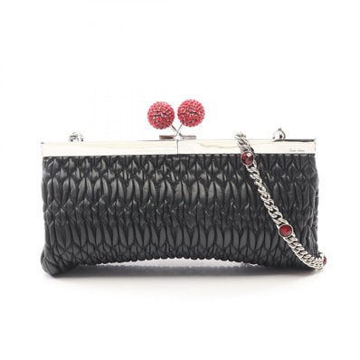 ミュウ ミュウ Miu Miu マテラッセ ショルダーバッグ バッグ レザー レディース ブラック系 【中古】