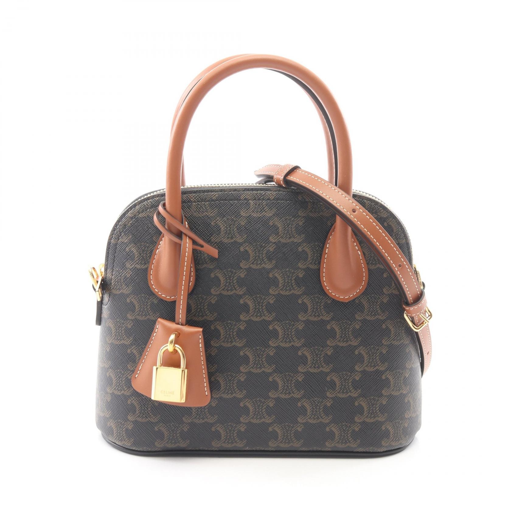 セリーヌ CELINE ティーン オノリン トリオンフ 2WAY ハンドバッグ バッグ PVCコーティングキャンバス レザー レディース ブラック系 / ブラウン系 120682DNK04LU 【新品】