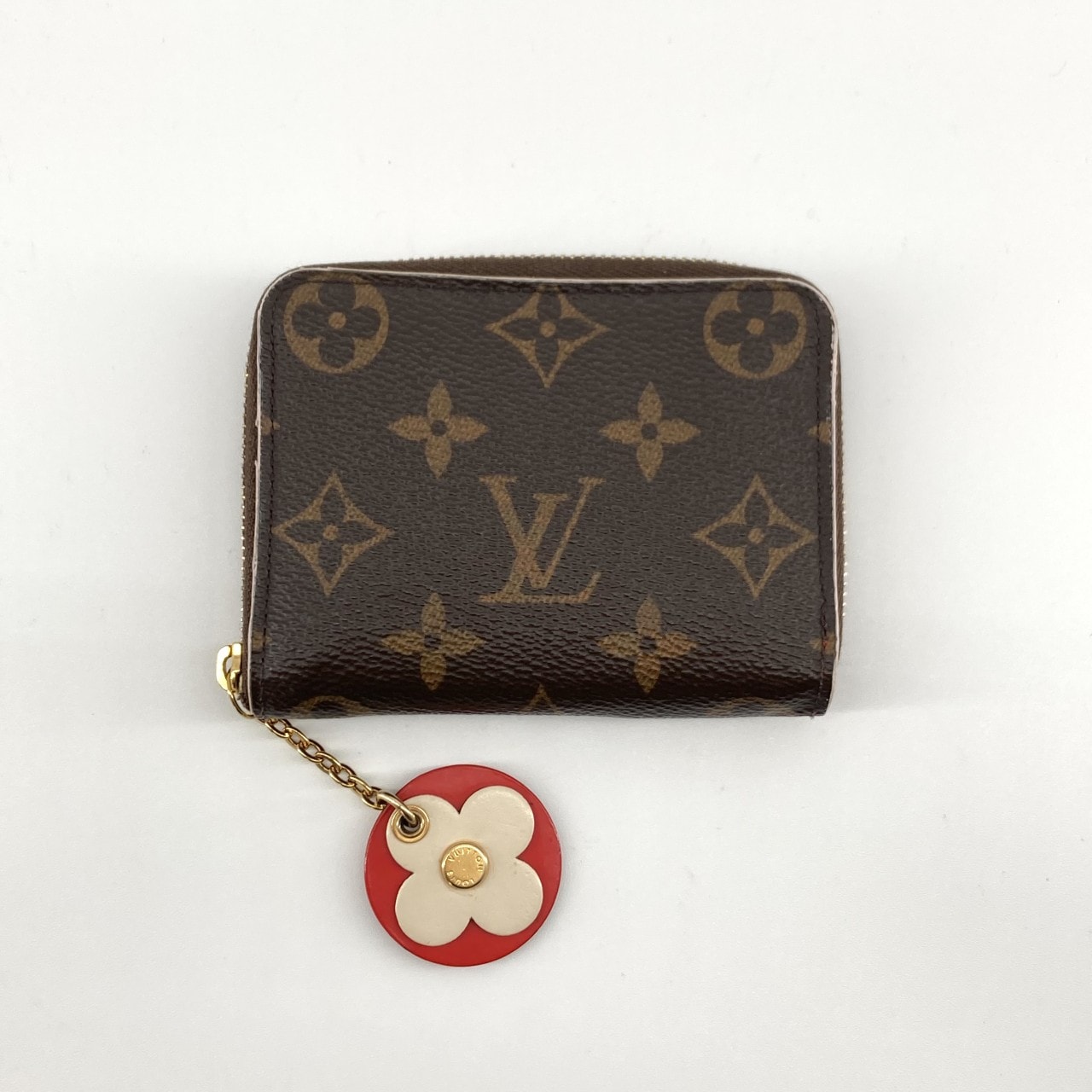 LOUIS VUITTON(ルイ・ヴィトン) モノグラム フラワー ジッピーコインパース PVCコーティングキャンバス M68312 コインケース ブラウン×レッド