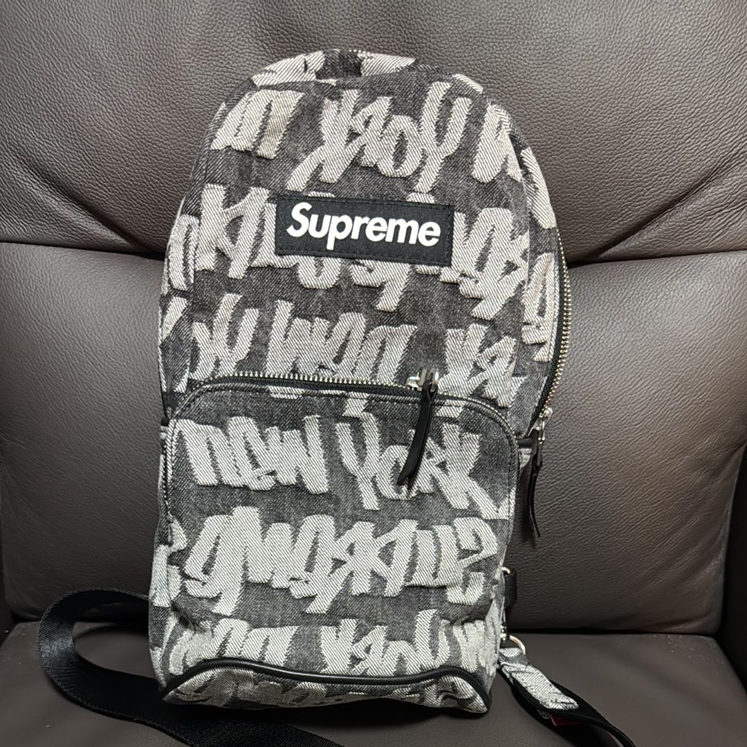 Supreme Fat Tip Jacquard Denim Sling Bag 