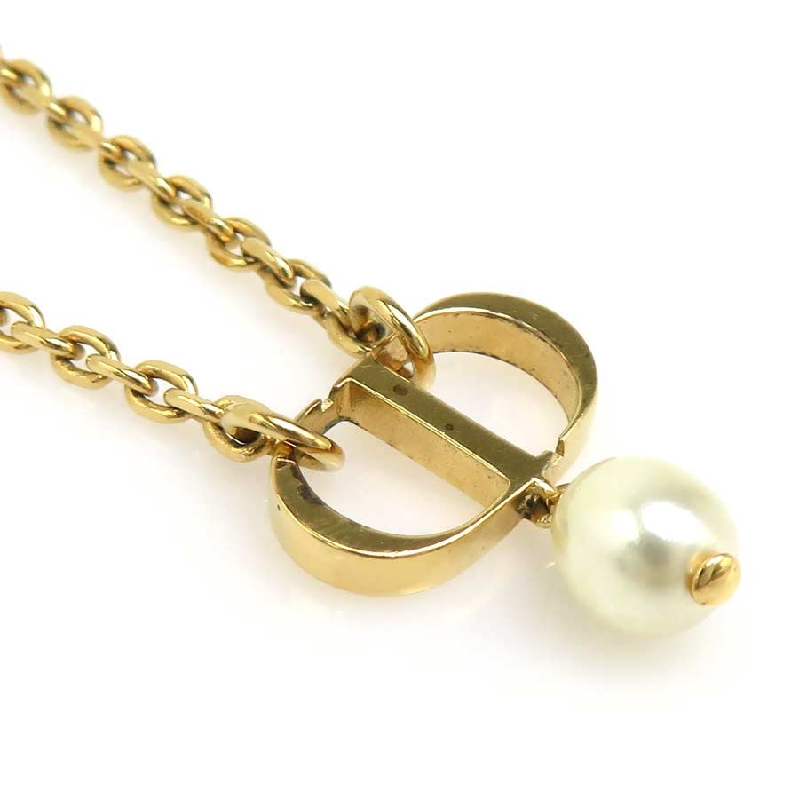 クリスチャンディオール Christian Dior ネックレス メタル/フェイクパール ゴールド/オフホワイト レディース【中古】 e61935j