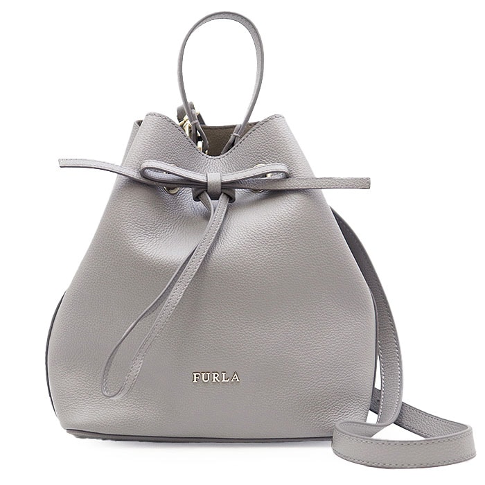 SALE【未使用】Furla フルラ コスタンザ ハンドバッグ ショルダーバッグ 2WAY レザー 巾着 鞄 小物 ショルダーストラップ・タグ付属 レディース グレー 灰色 BLE3CSZ VT0000