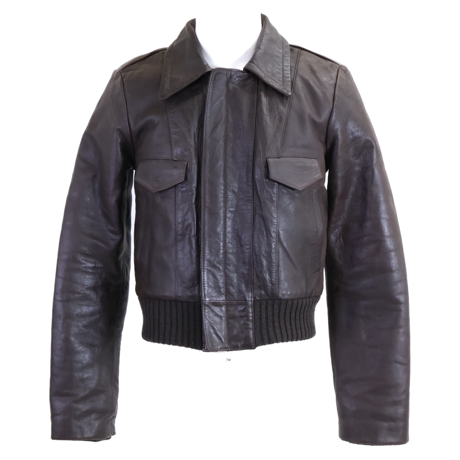 バレンシアガ 103888 クロップドレザーボンバージャケット 50