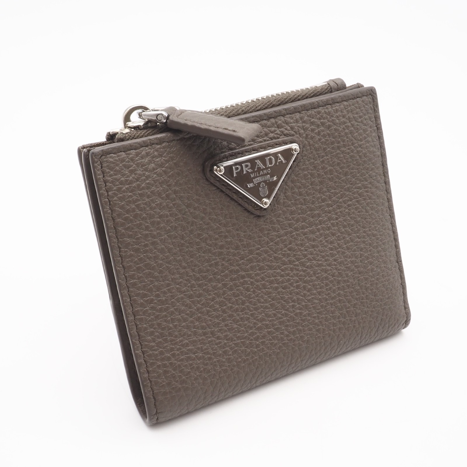 美品 PRADA プラダ ヴィッテロ ダイノレザー 財布 2ML049 二つ折り財布 グレージュ カーフレザー メンズ