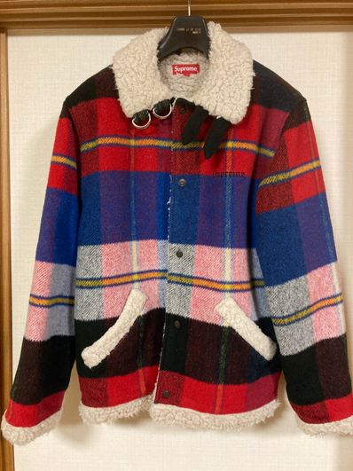 Supreme plaid shearling bomber