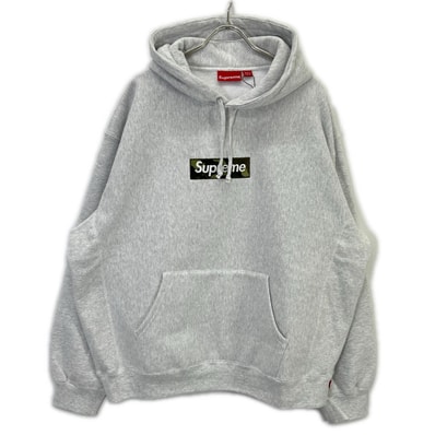 シュプリーム 23AW アッシュグレー Box Logo Hooded Sweatshirt カモフラボックスロゴパーカー XL