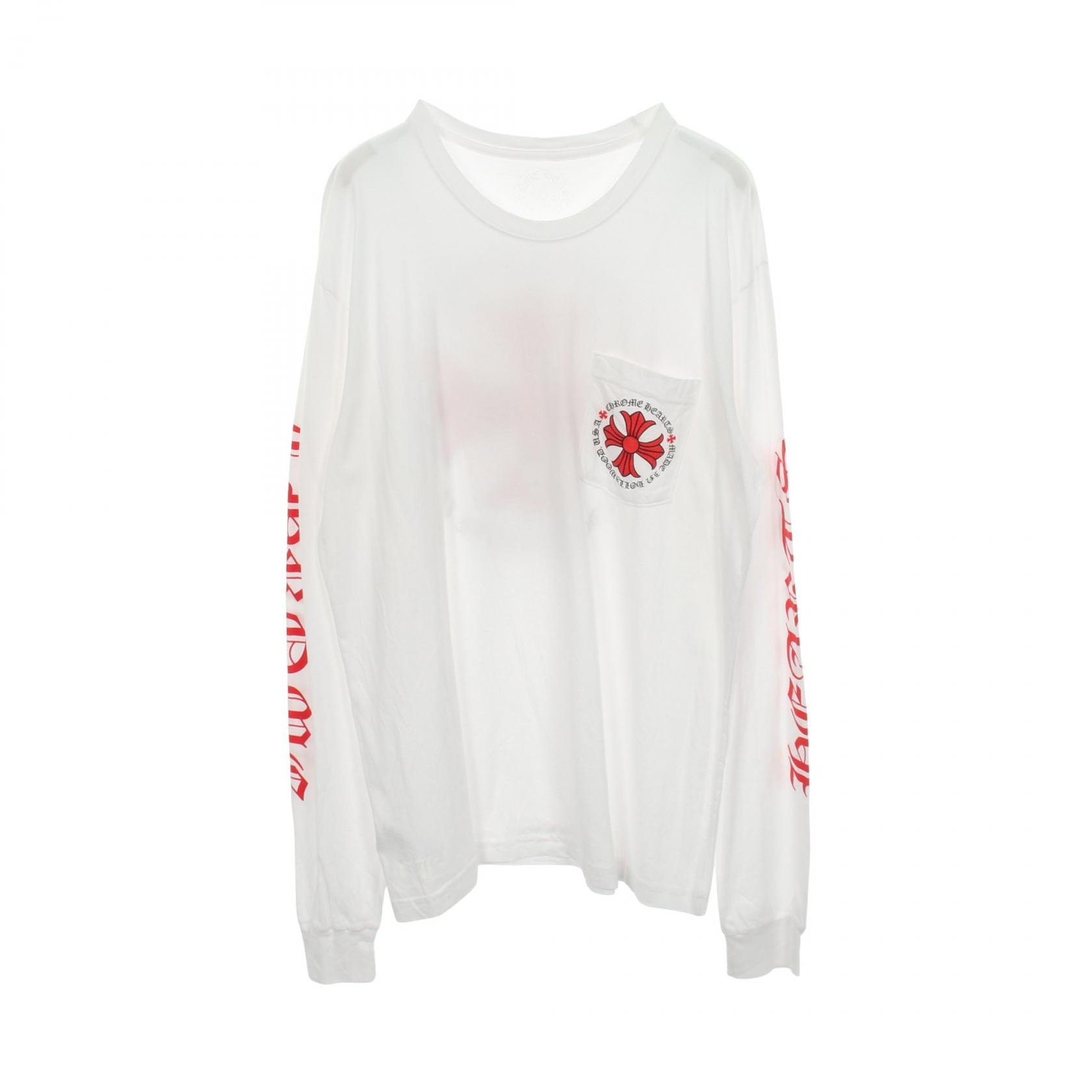 クロムハーツ CHROME HEARTS MADE IN HOLLYWOOD PLUS CROSS 長袖Tシャツ 衣料品 トップス コットン メンズ ホワイト系 / レッド系 【中古】