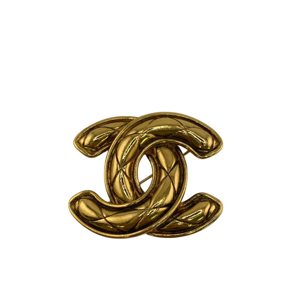 シャネル CHANEL ブローチ マトラッセ ココマーク ヴィンテージ 1152 ゴールド