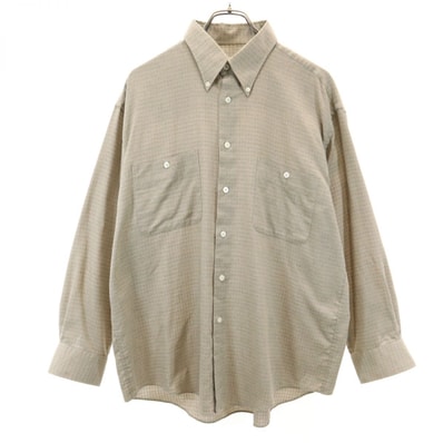 YVES SAINT LAURENT イヴサンローラン 90s オールド チェック柄 長袖 ボタンダウンシャツ L ベージュ系