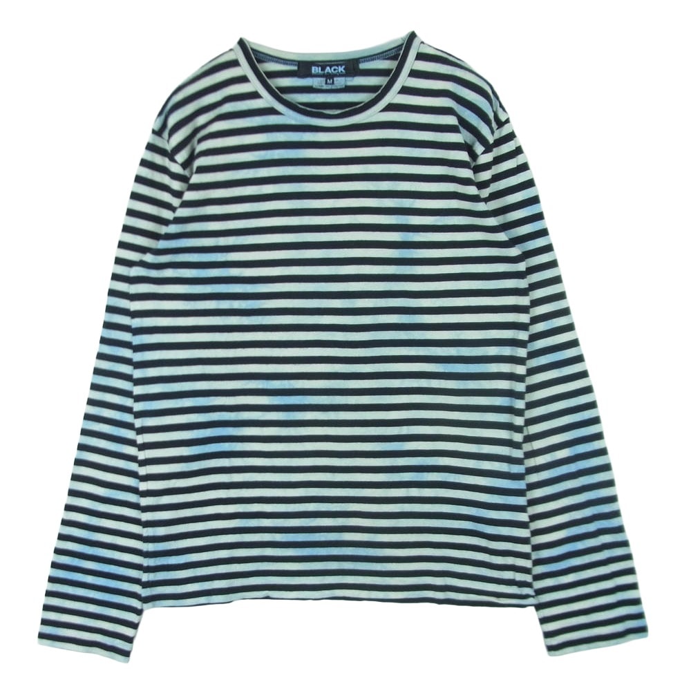 BLACK COMME des GARCONS ブラックコムデギャルソン 1C-T009 AD2015 製品染め ボーダー 長袖 Tシャツ ロンT カットソー ブラック系 ホワイト系 M【中古】