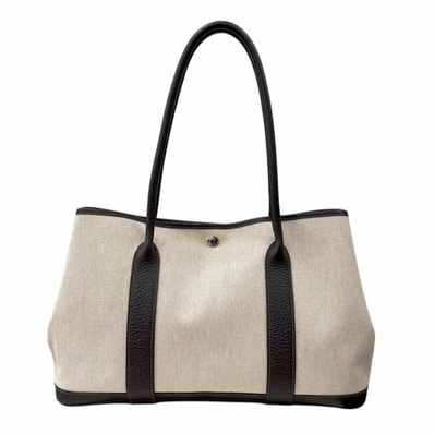 エルメス ガーデンパーティPM ロングショルダー トートバッグ トワルアッシュ ベージュ レディース HERMES 中古