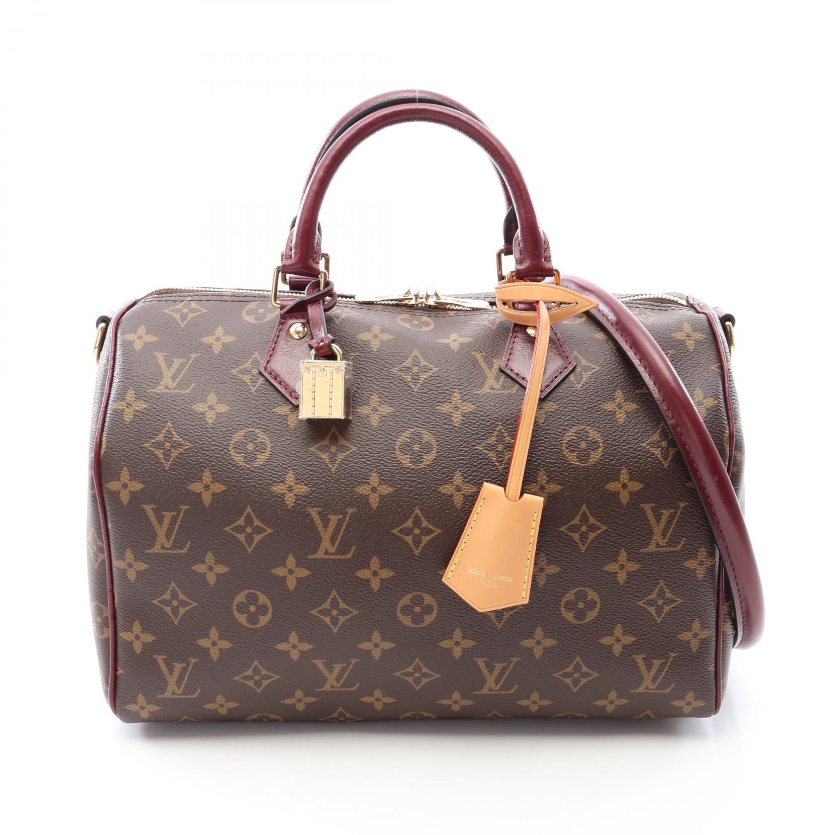 ルイ・ヴィトン LOUIS VUITTON スピーディ30 ソフト モノグラム 2WAY ハンドバッグ バッグ PVCコーティングキャンバス レザー ボルドー レディース ブラウン系 / ボルドー系 M28379 【中古】