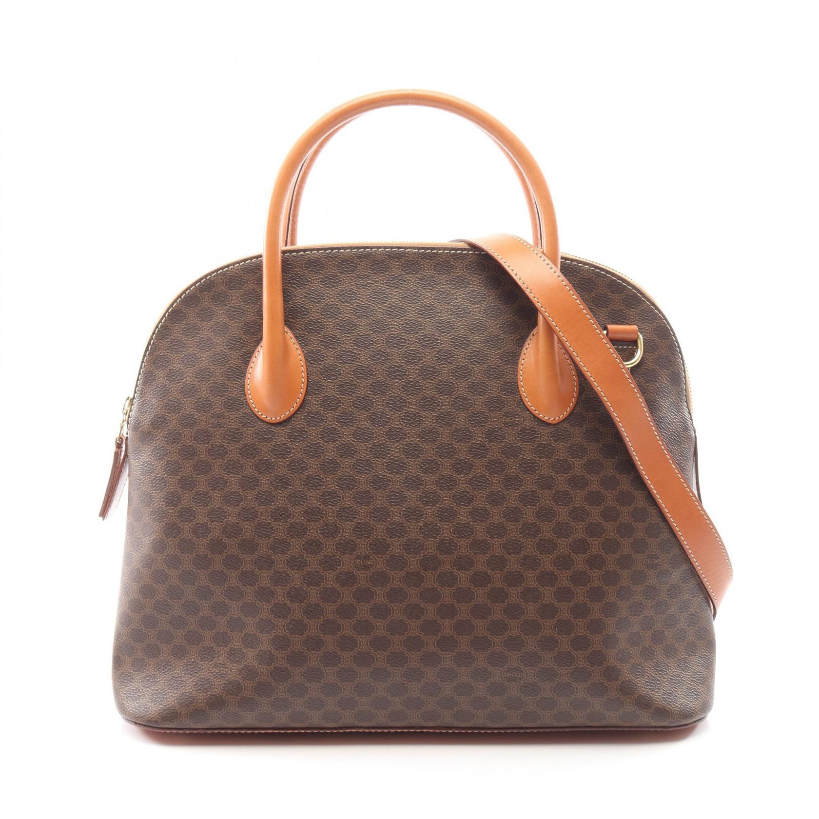 セリーヌ CELINE マカダム 2WAY ハンドバッグ バッグ PVCコーティングキャンバス レザー レディース ブラウン系 【中古】