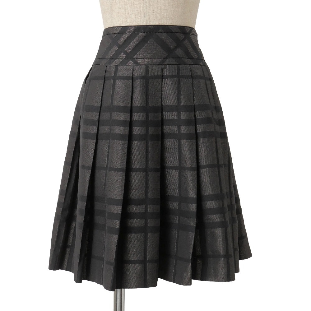 ■美品■BURBERRY バーバリー スカート サイズ36 プリーツスカート ひざ丈 チェック柄 ラメ ブランド古着【中古】20261020/RB1341
