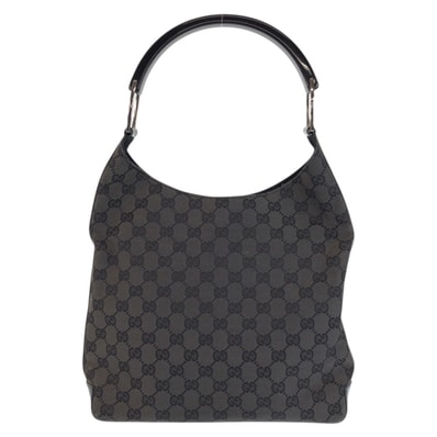 美品 GUCCI グッチ ブラック 黒 GGキャンバス プラスチック/ スウェード/ ホーボー ショルダーバッグ 601711 【中古】