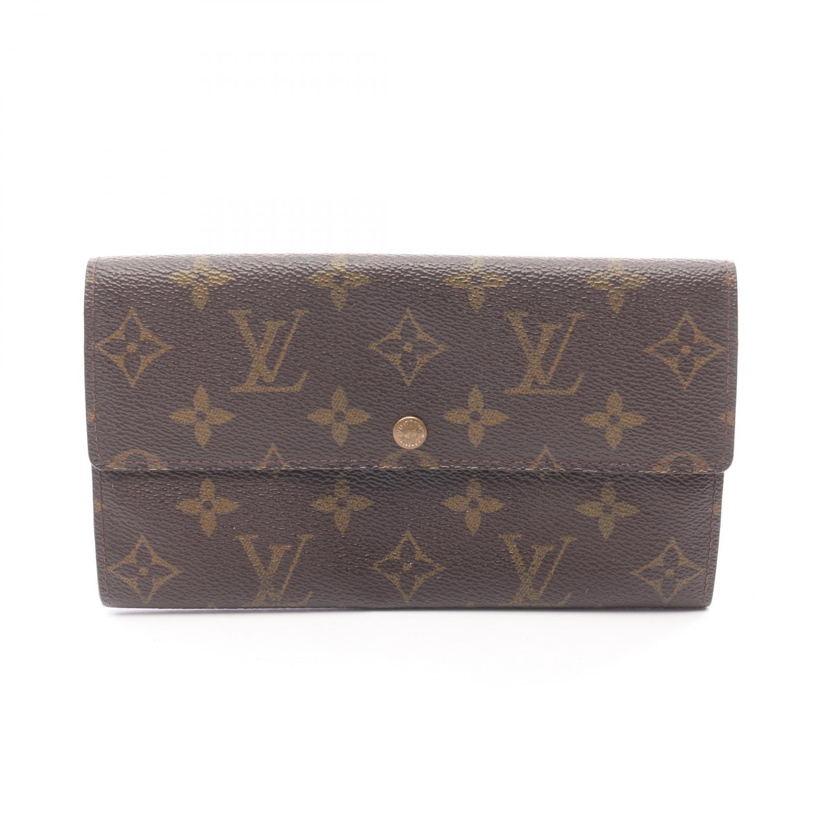 ルイ・ヴィトン LOUIS VUITTON ポシェット ポルトモネ クレディ 二つ折り長財布 財布 レザー PVC モノグラム レディース ブラウン系 M61725 【中古】