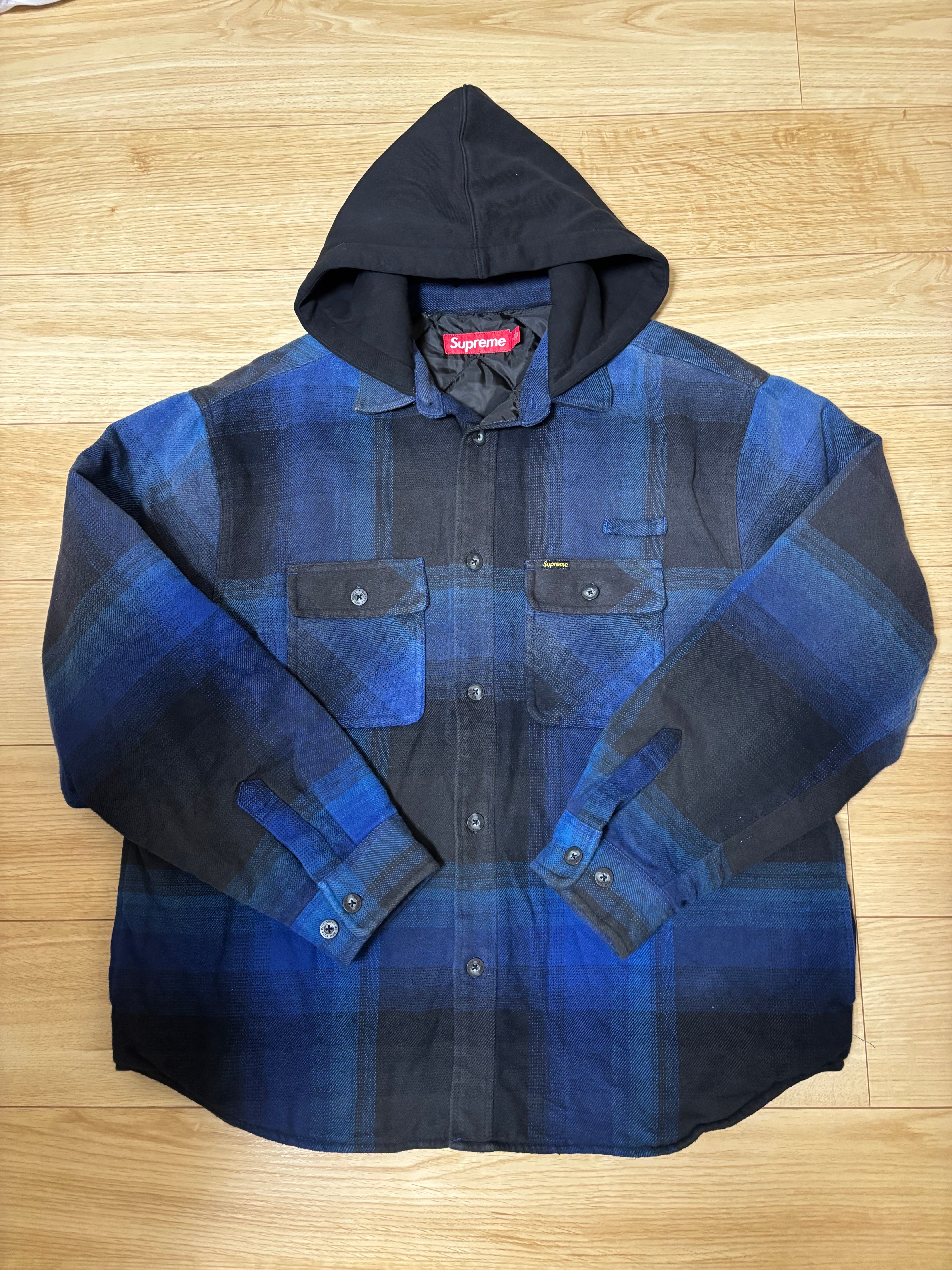 Supreme Quilted Lined Hooded Flannel Shirt "Blue"