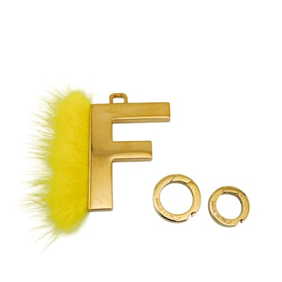 フェンディ FENDI ペンダントトップ エイビークリック イニシャルチャーム チャームリング ファー ゴールド