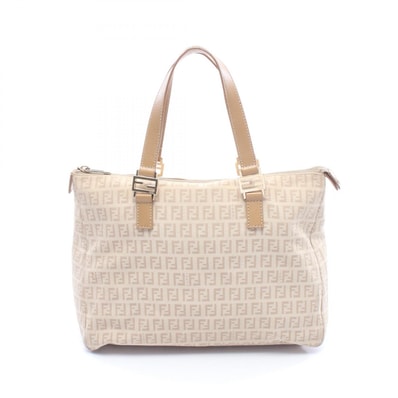 フェンディ FENDI ズッキーノ トートバッグ バッグ キャンバス レザー レディース ベージュ系 8BH138 【中古】