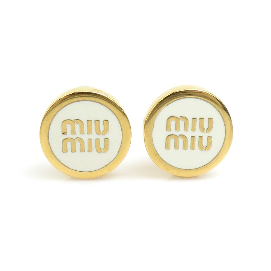 ミュウミュウ MIUMIU ピアス メタル ゴールド×ホワイト レディース【中古】 h31029k