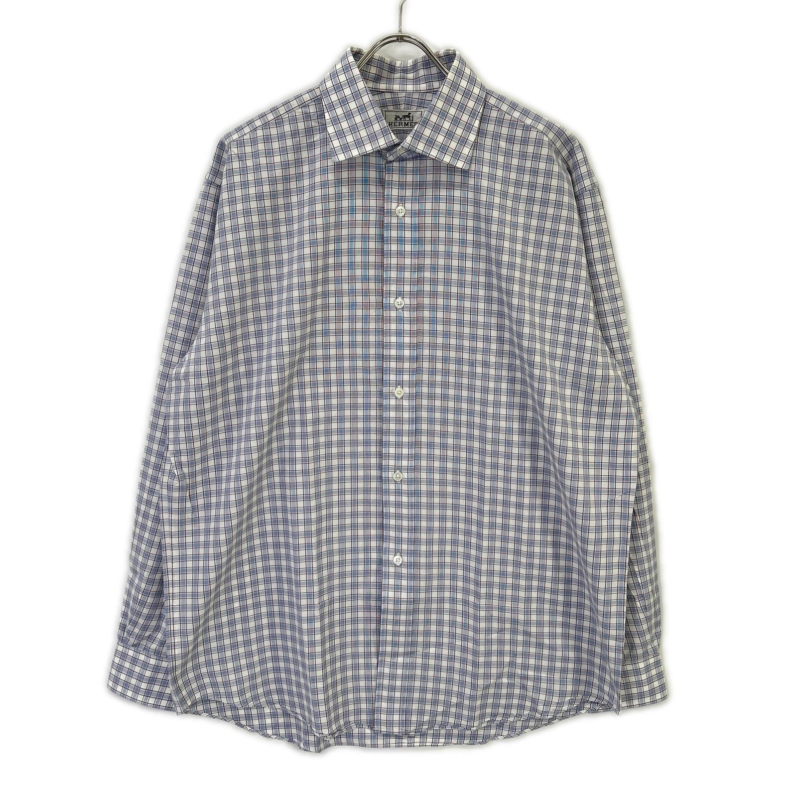 エルメス 【美品】チェック セリエボタン 長袖シャツ 41/16
