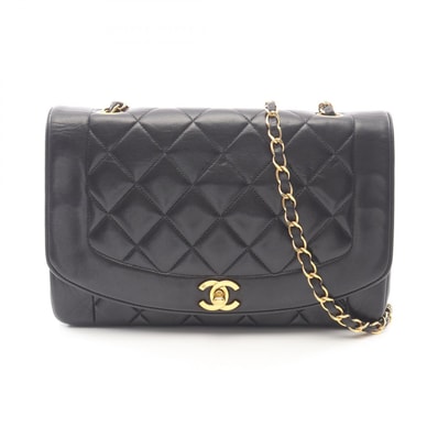 シャネル CHANEL マトラッセ ダイアナフラップ ショルダーバッグ バッグ レザー レディース ブラック系 A01165 【中古】