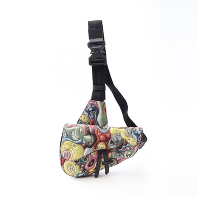 ディオール Dior DIOR × KENNY SCHARF SADDLE サドル ウエストバッグ ボディバッグ バッグ キャンバス レザー メンズ ブラック系 / マルチカラー 【中古】