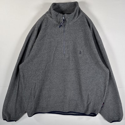 古着 90's/90年代 ノーティカ NAUTICA USA製 フリースジャケット ハーフジップ ビッグサイズ ワンポイント刺繍 XL グレー メンズ