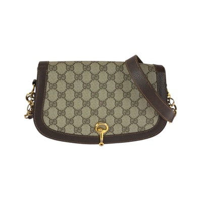 GUCCI グッチ ヴィンテージ オールドグッチ ホースビット ベージュ ブラウン ゴールド金具 GGスプリームキャンバス ショルダーバッグ ポシェット 603578 【中古】