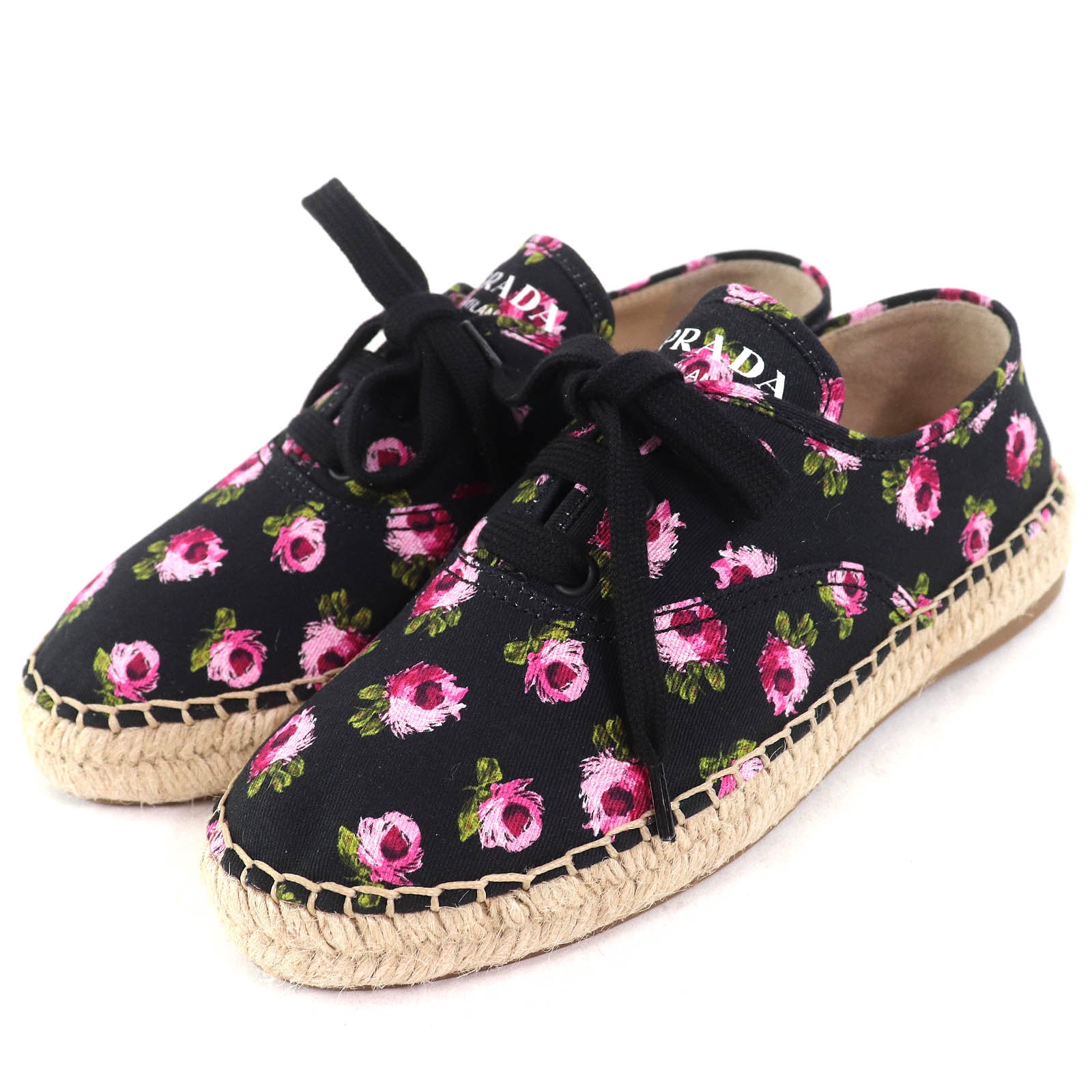 未使用品 プラダ スニーカー GABARDINE ギャバジン ブラック ピンク系