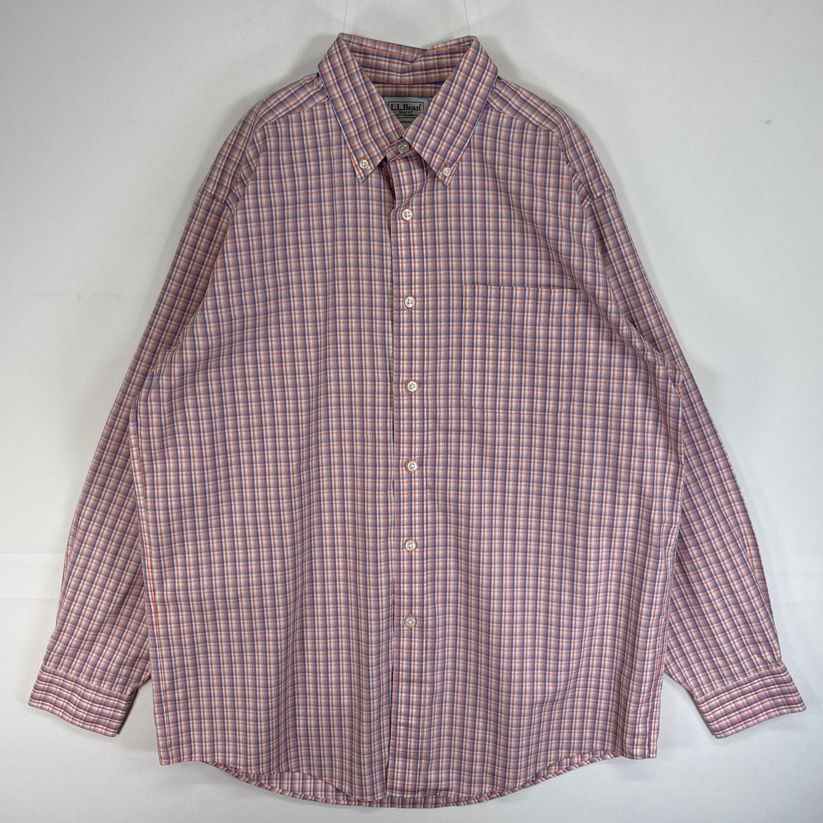 古着 エルエルビーン L.L.Bean 長袖シャツ チェック ボタンダウン トラディショナル フィット M ピンク系 マルチカラー メンズ
