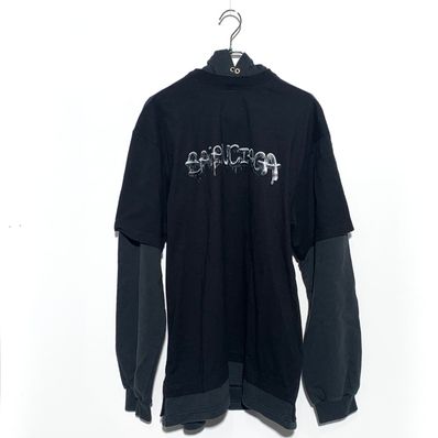BALENCIAGA バレンシアガ 681029 レイヤード プルオーバーパーカーブラック