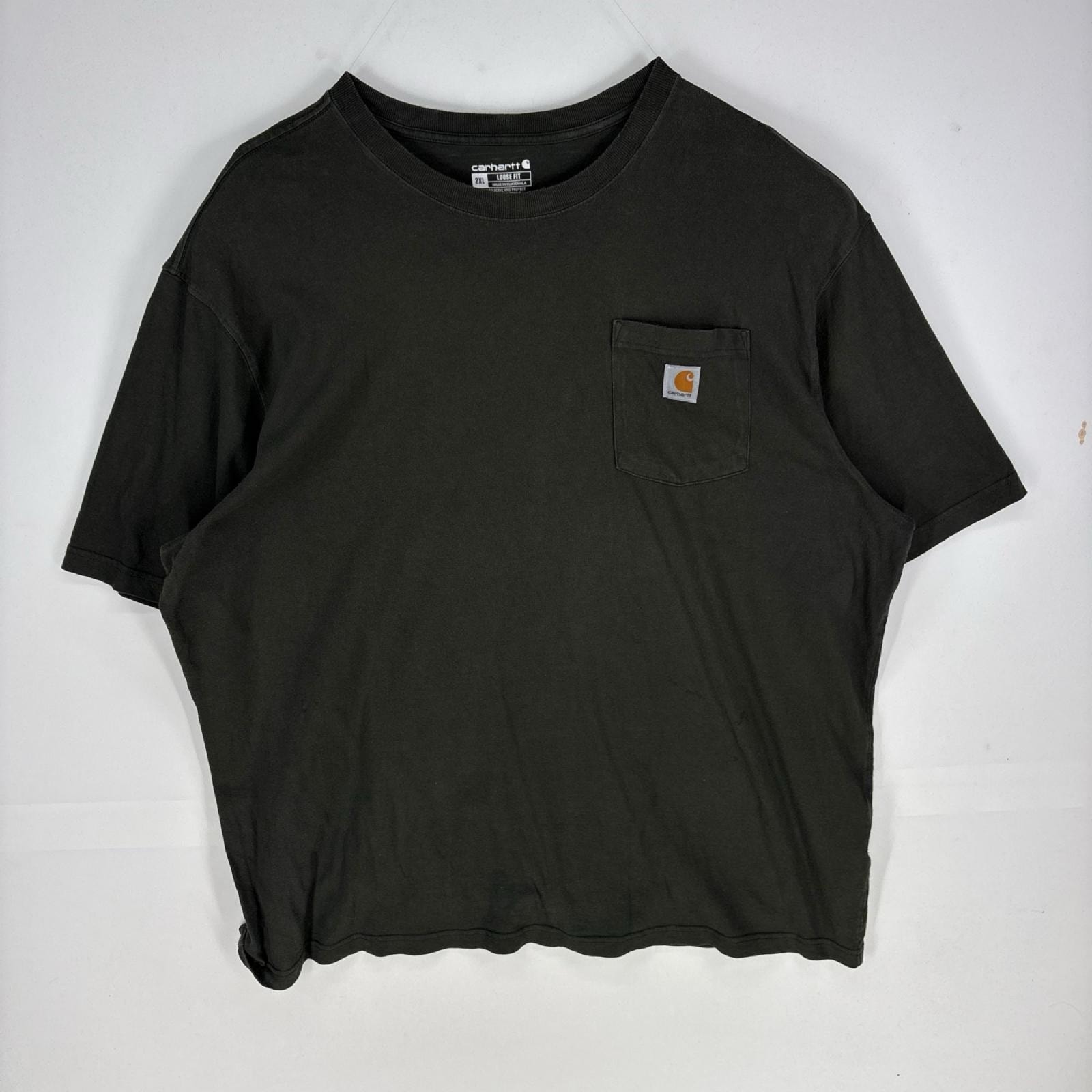 古着 カーハート Carhartt 半袖Tシャツ ポケット ワンポイント クルーネック ショートスリーブ 2XL グレー系 メンズ