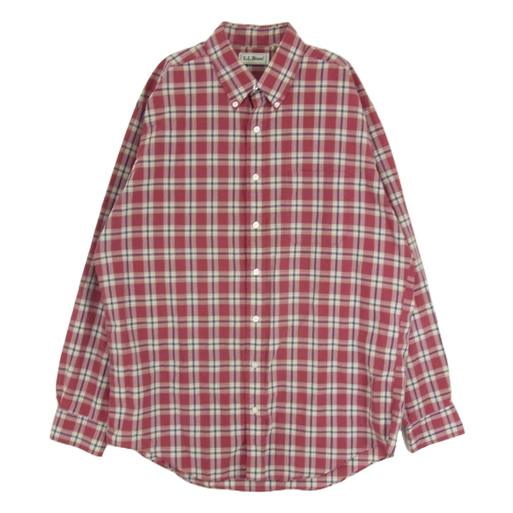 L.L.Bean エルエルビーン その他トップス 90s 香港製 ボタンダウン 長袖 チェック シャツ レッド系 L【中古】
