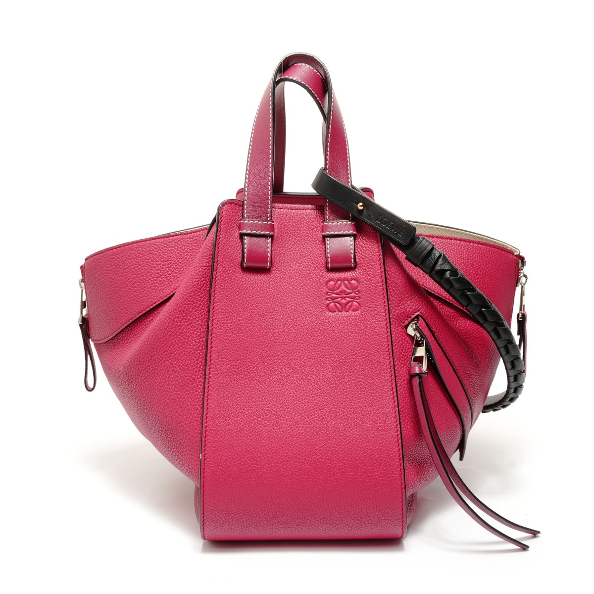 ロエベ LOEWE ハンモック レザー 2WAYハンドバッグ レッド ハンドバッグ【中古】