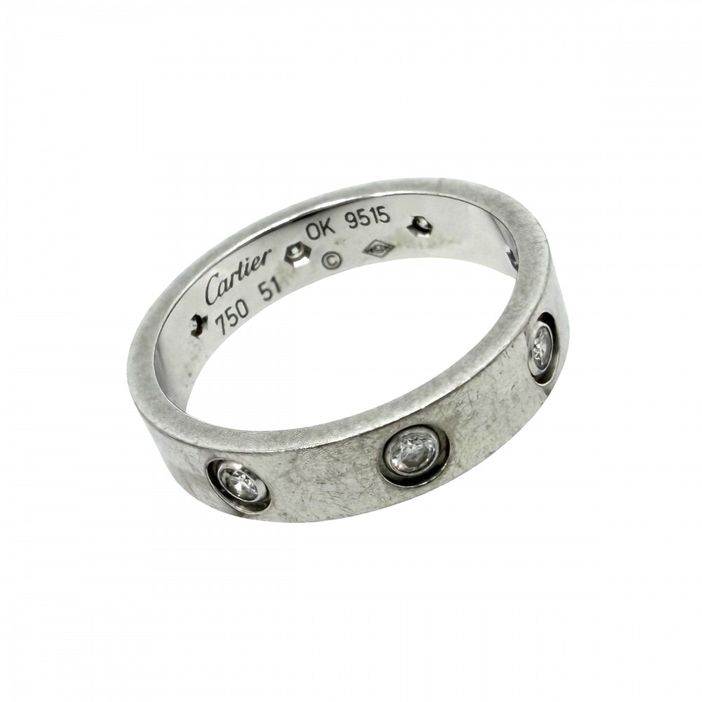 CARTIER カルティエ 指輪 ラブリング ジュエリー アクセサリー 8Pダイヤ 18金WG Au750 51サイズ K18ホワイトゴールド    ダイヤモンド 約11号 B4050651 レディース 約4.5g【中古品】