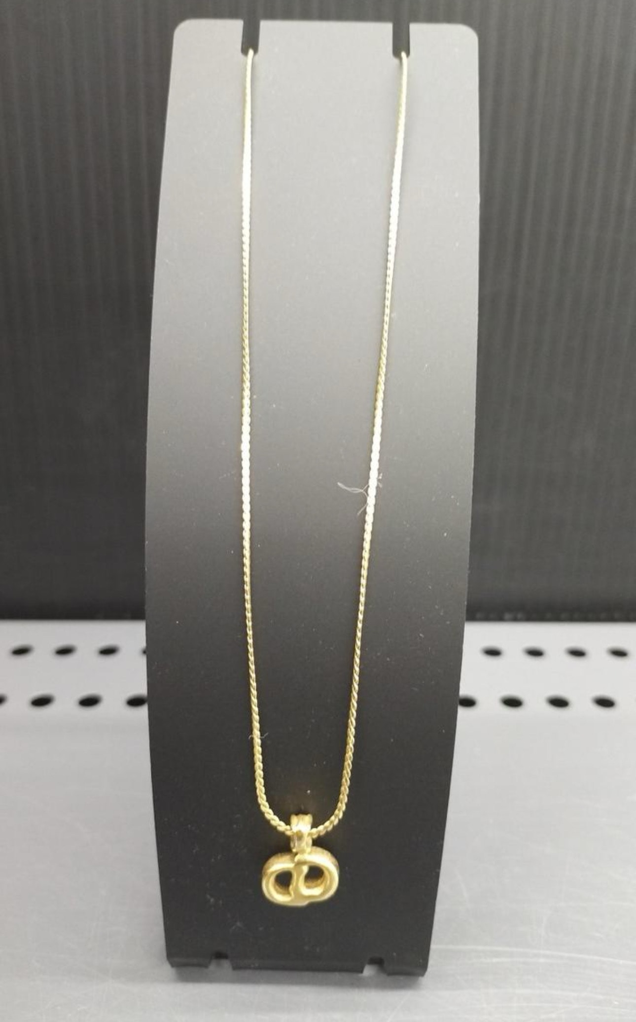 Dior CD Logo Rhinestone Necklace "Gold"