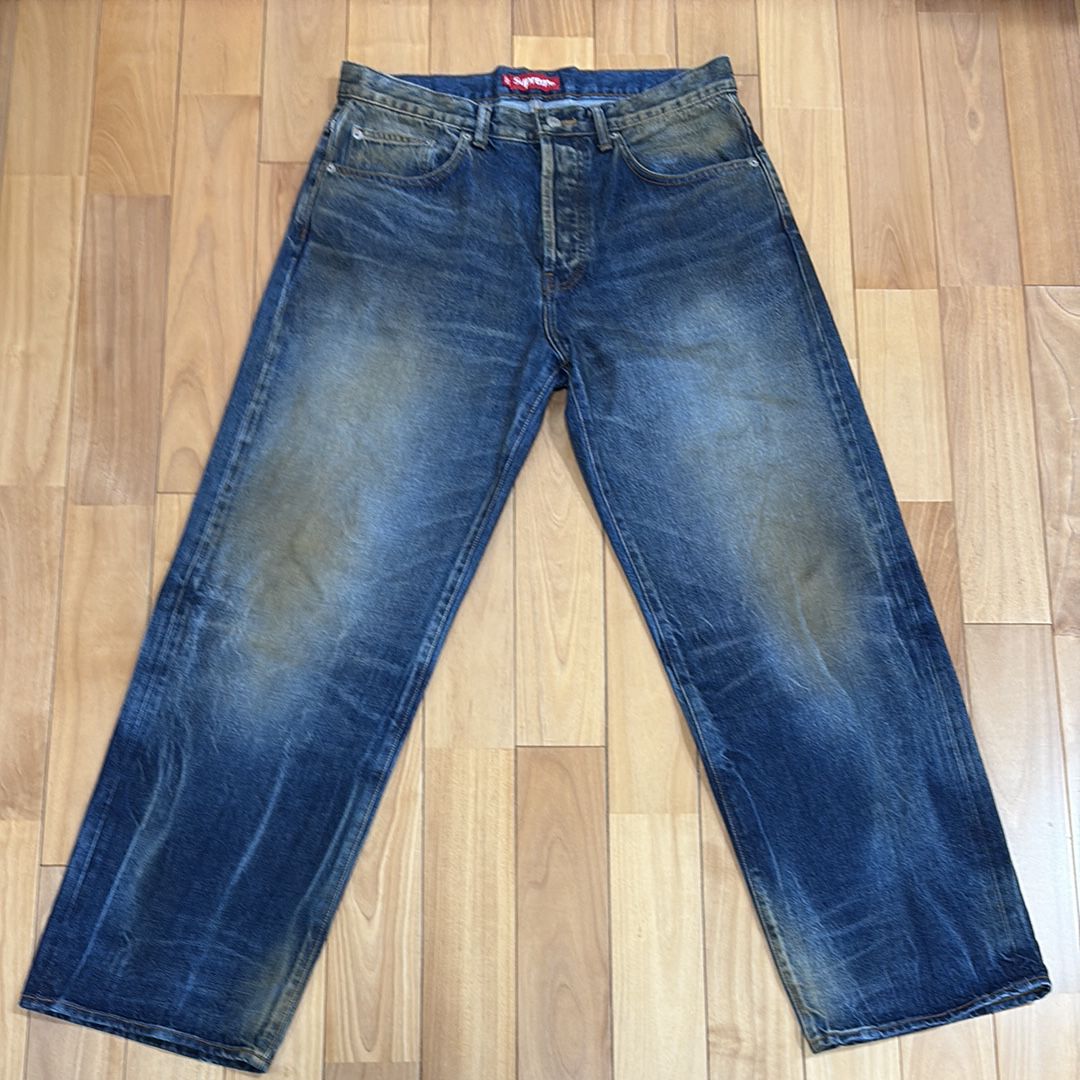 Supreme Distressed Loose Fit Selvedge Jean "Washed Indigo" (25SS)