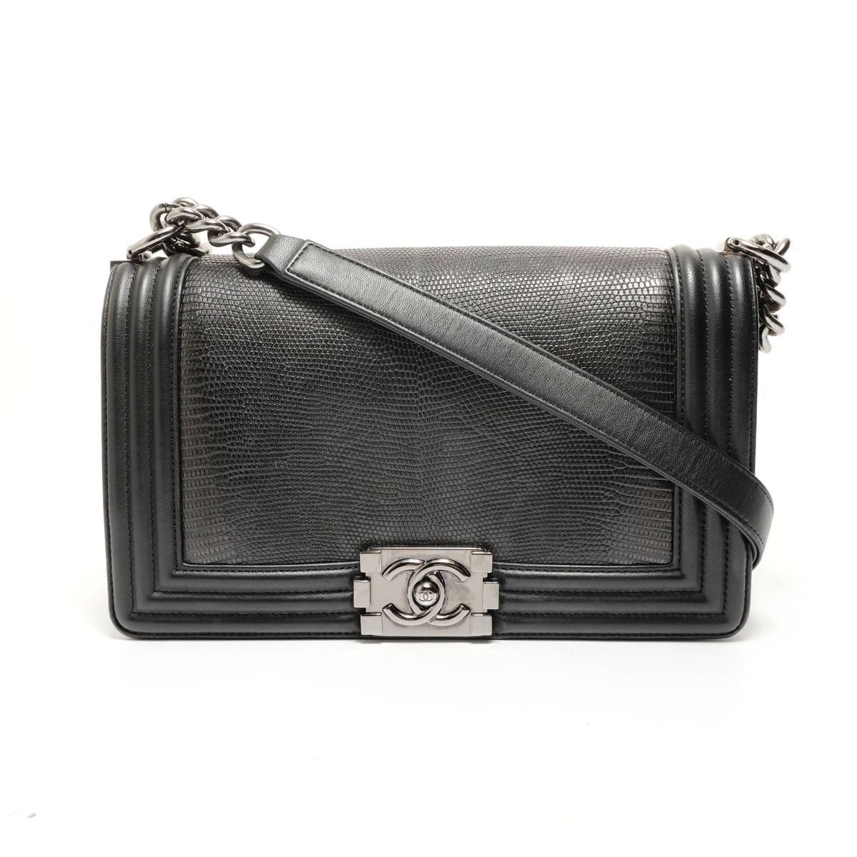 シャネル CHANEL 22番台 ボーイシャネル リザード ショルダーバッグ【中古】