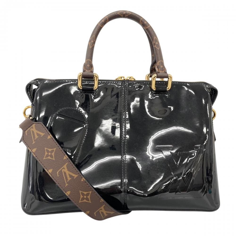 LOUIS VUITTON ルイヴィトン ショルダーバッグ トート・ミロワール LVロゴ 斜め掛け M54626 ヴェルニ  モノグラム・キャンパス   ブラック 黒 レディース【中古品】