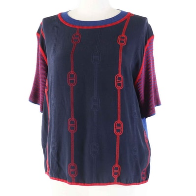 極美品 エルメス
半袖ニット ネイビー レッド レディース 40 3E2810DV