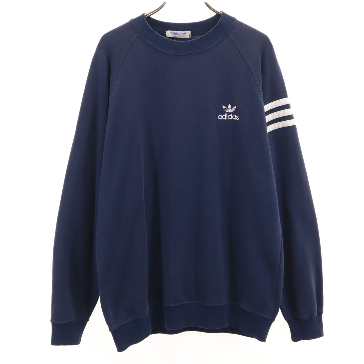 adidas アディダス 70s 80s ヴィンテージ 長袖 スウェット トレーナー L ネイビー デサント