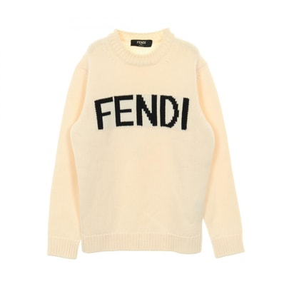 フェンディ FENDI ロゴ ニット 衣料品 トップス ウール メンズ アイボリー系 【中古】