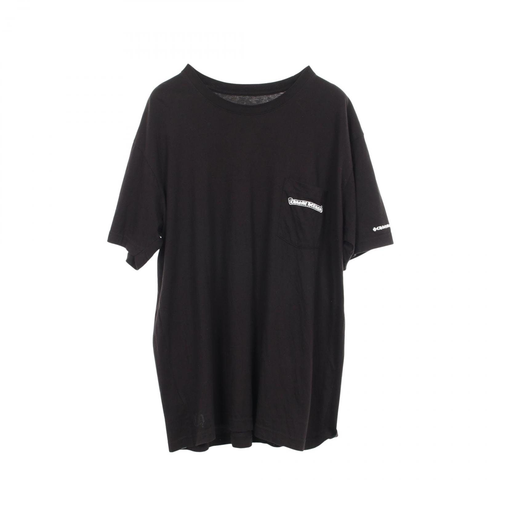 クロムハーツ CHROME HEARTS スクロールラベル ロゴ 半袖Tシャツ 衣料品 トップス コットン メンズ ブラック系 【中古】