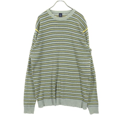GAP ギャップ マルチボーダー柄 長袖 コットン ニット M グレー ロンT
